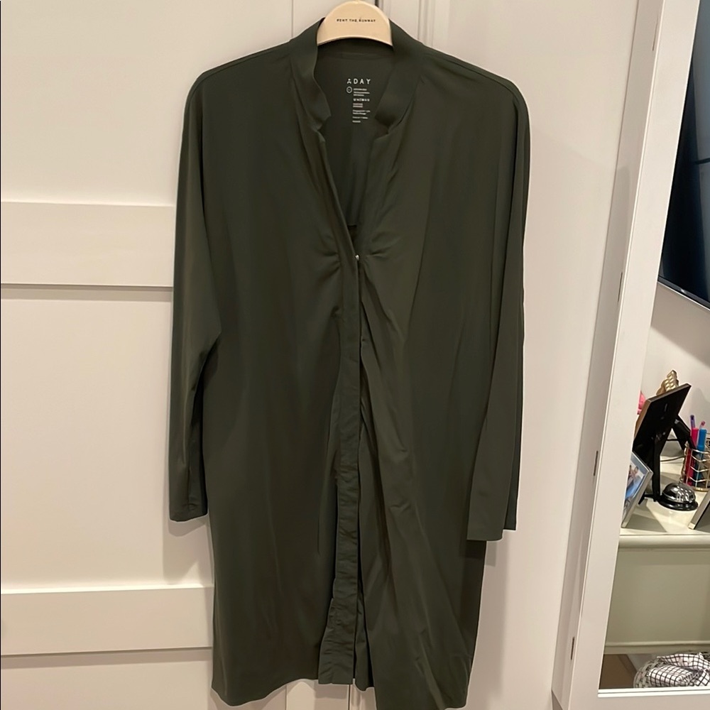 ADAY Long Sleeve Dress in Olive Green